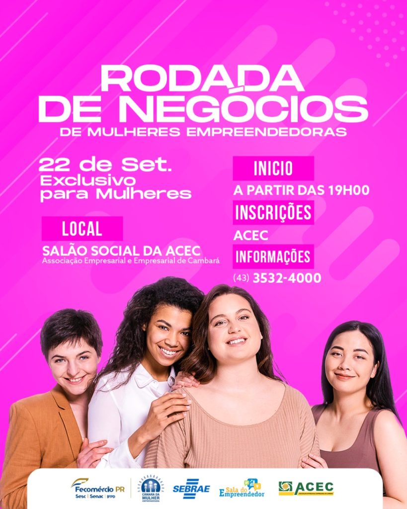 Rodada de Negócios da Câmara da Mulher Empreendedora de Cambará, em parceria com o Sebrae, Sala do Empreendedor e ACEC.