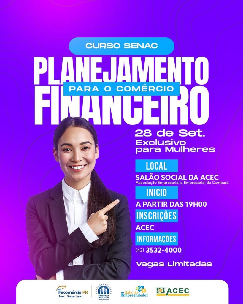 Curso de Planejamento Financeiro para o Comércio.