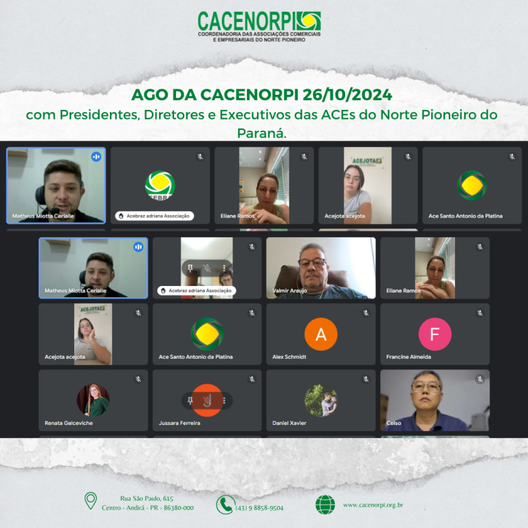 AGO da CACENORPI com ACEs e seus representantes.